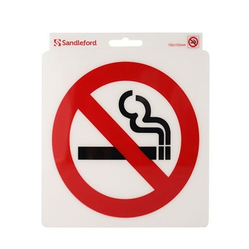 SANDLEFORD SIGNS SELF ADHESIVE No Smoking 152x152mm RedBlkW